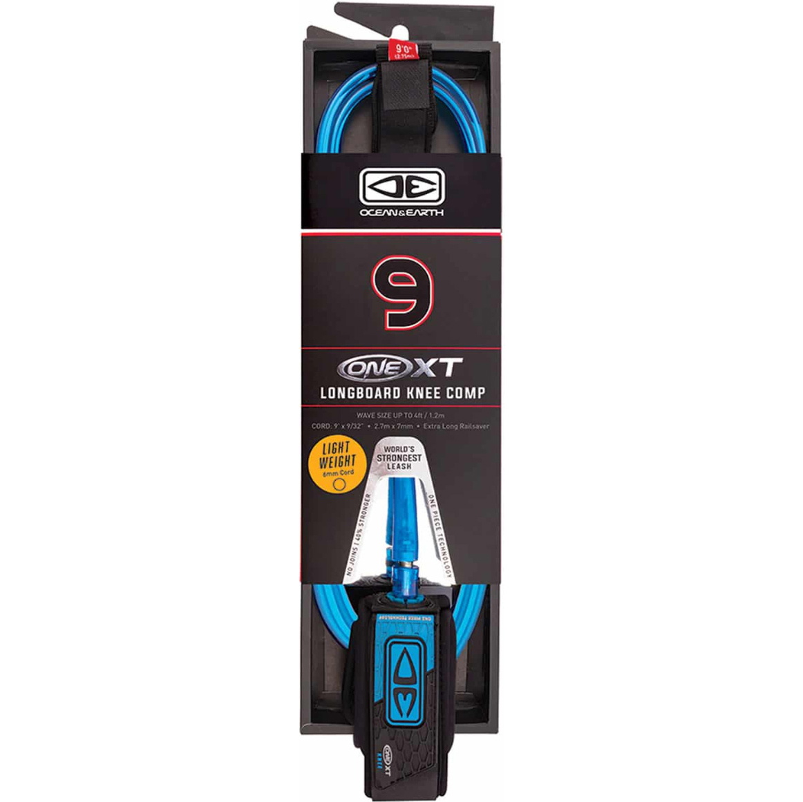 2025 Ocean And Earth 9’0 One-Xt Longboard Genou Comp Laisse LK90XTBLU - Blue